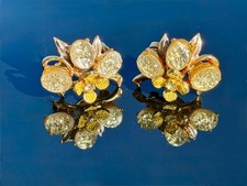 Vtg Signed FLORENZA Yellow Sugar Glass Flower Necklace Bracelet Earrings Parure picture