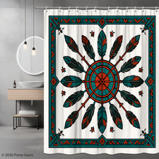 Colorful Native American Style Shower Curtain with Feathers picture