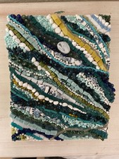 Mosaic Wall Art textured abstract Wavy Lines Vines Mixed Media Smalti Glass 8x10 picture