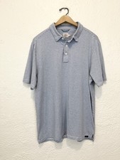 Faherty Polo Shirt Blue White Striped Short Sleeve Mens Large L picture