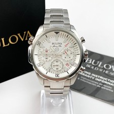 Bulova Marine Star 96B255 Men's White Dial Stainless Steel Quartz Watch 43mm picture