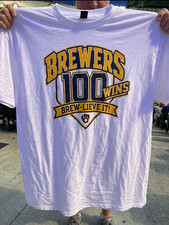 HOT NEW 2026 MILWAUKEE BREWERS 100 WINS Exclusive SGA ALL SIZE SHIRT 9/25/26 picture