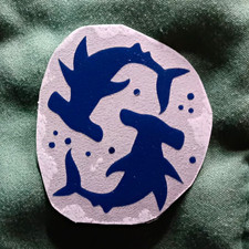 Blue Shark Circle Graphic Animals Sticker Decal 2in picture