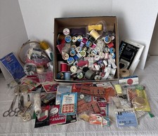 Huge Lot Vintage Sewing Notions Thread Spools Needles Scissors  picture