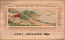 A Hearty Congratulations Greetings Sea Side View Nature Vintage Postcard 1921 picture