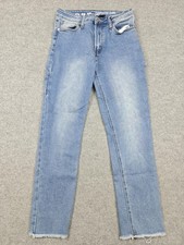 S.O.N.G. Carpenter Jeans Juniors 7 28 Blue Light Wash High Rise Distressed Denim picture