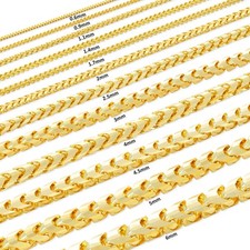 14K Yellow Gold Solid Franco 1mm-6mm Diamond Cut Chain Necklace Bracelet 7