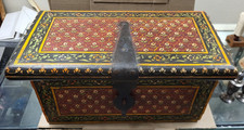 Vintage Chest Hand-Painted Indian Rajasthani Dowry Chest picture