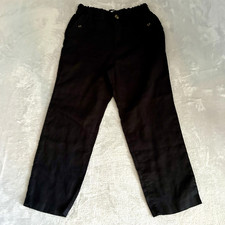 C&C California 100% Linen Pants L Black Elastic Waist Casual Chic Coastal Beach picture