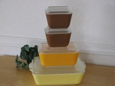 Vtg Pyrex 8pc Town & Country fridge dish set 1960s 4 dishes 4 lids EXC retro picture
