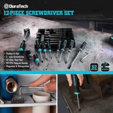 DURATECH 12PCS Screwdriver Set 5 Phillips Slotted Tip S2 Alloy Steel Screwdriver picture