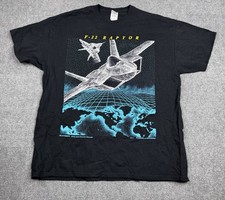 Vintage F22 Super Cruiser Fighter Jet Men XL Black Double Sided Blackbird picture