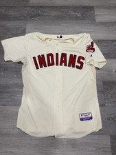 Vintage Majestic Athletic Cleveland Indians Cream Alternate Jersey Sz 48 picture