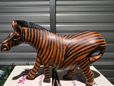 Hand-Carved Wood Zebra VINTAGE picture