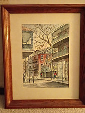 L. Suttora Signed Matted & Framed Street Cityscape Print Architecture Portrait picture