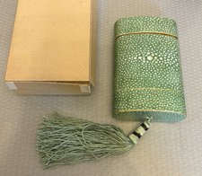 Antique Caron Paris Nuit de Noel Bottle Black Baccarat in Green Shagreen Box NIB picture