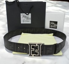 Fendi Belt Unisex Silver Black Buckle For Mens 36 - 38 Pants Waist  picture