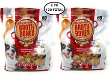 2 Pk. Nylabone All Natural Broth Bones Chew Treats 60 Ea. Bag = 120 Dog Treats picture