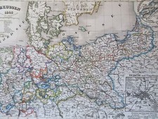Kingdom of Prussia German Confederation Berlin Saxony 1848 Renner engraved map picture