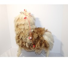 Vintage Peruvian Alpaca Fur Llama Figurine Large 19 Inch Shaggy Folk Art Decor picture