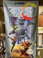 Super C Nintendo NES 5ft Box Art Flag 1990 Contra Konami Poster picture