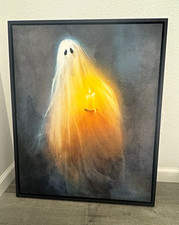 NEW Kirklands LED Ghost Canvas Framed Art Wall Decor Halloween SEE DESCRIPTION  picture