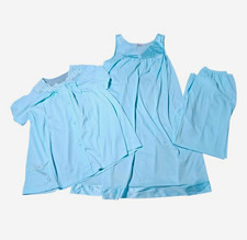 Vintage Vanity Fair Blue Tricot Sleepwear Set 3-Piece Lingerie Collection Size M picture