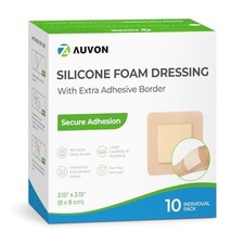 AUVON Silicone Foam Dressing with Large Adhesive Border, 3