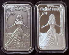 (2) 1 Oz 999 Silver Highland Vampire Antiqued + Proof Bars Kody Duncan Albannach picture