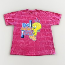 Vintage Tweety Bird Shirt Mens XL Pink Looney Tunes 90s Do I Look Like I Care picture