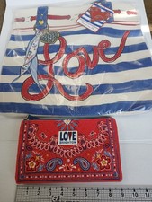 Brighton Striped Love Tote Bag with a Brighton Red Bandana Paisley Makeup Pouch  picture