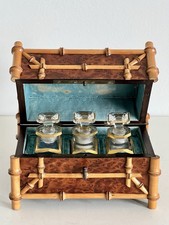 Antique French Perfume Casket Napoleon lll Baccarat Crystal Decanters 19th C picture