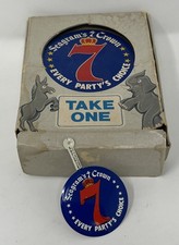 (40) Vintage 1976 Seagram's 7 Crown Political Pins With Original Display Box picture