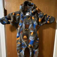 Patagonia Baby 0-3M Fleece Hooded Zip One-Piece Coverall Animal Print picture
