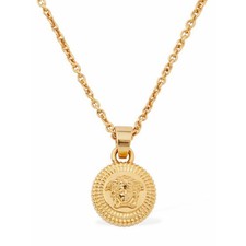 NIB Versace Medusa Gold Tone Biggie Coin Pendant Chain Necklace Men/ Women picture