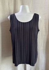 Chico's Travelers Slinky Knit Tank Top Size 2 Large Striped Scoop Neck Shell VTG picture