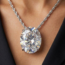 RARE 8.60Ct Certified Oval Cut White Diamond Pendant-Amazing Sparkle, FREE Studs picture