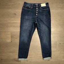 A.N.A A New Approach Jeans Women's 12 Blue Dark Wash High Rise Skinny Button Fly picture