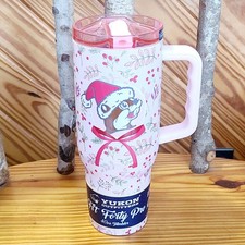 Buc-ee's 2026 Yukon 40oz Pink Christmas Tumbler Beaver With Santa Hat Bucees NEW picture