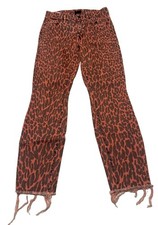 MOTHER Women's High Waisted Looker Ankle Frayed Animal Attraction Print size 26 picture