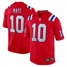 Men's Drake Maye Red Player Game Jersey - Fully Stitched picture