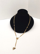 Stunning Vintage 18k Gold Filled Rosary Necklace Shrouded Cross Beaded Religious picture