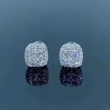 2CT Round Cut Lab Created Diamond Men's Stud Earrings 14K White Gold Finish picture