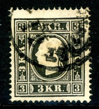 Austria 1858 First Issues 3Kr Black Type 2 Scott #7 VFU D127 picture