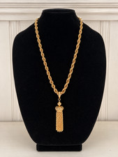Vintage 1960s Monet Damita Gold Tone Tassel Necklace 24