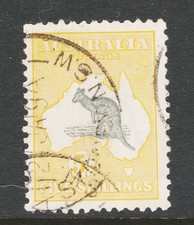 1915 THIRD WATERMARK 5/- YELLOW-GREY  KANGAROO FINE USED SG  42 £120 VERY CHEAP picture