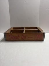 Vintage “Fresh Up” With 7 Up Soda Pop Wooden 4 Section Crate AS IS picture