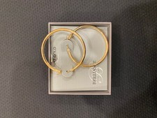 Brilliance 10K Yellow Gold Hoop Earrings 37mm x 2.3mm Hollow New in Package picture