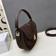 DeMellier The Siena Suede Leather Saddle Bag Brown Crossbody Handbag  💕 picture