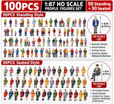 100pcs Different Poses HO Scale 1:87 Well Painted Standing Seated People Figures picture